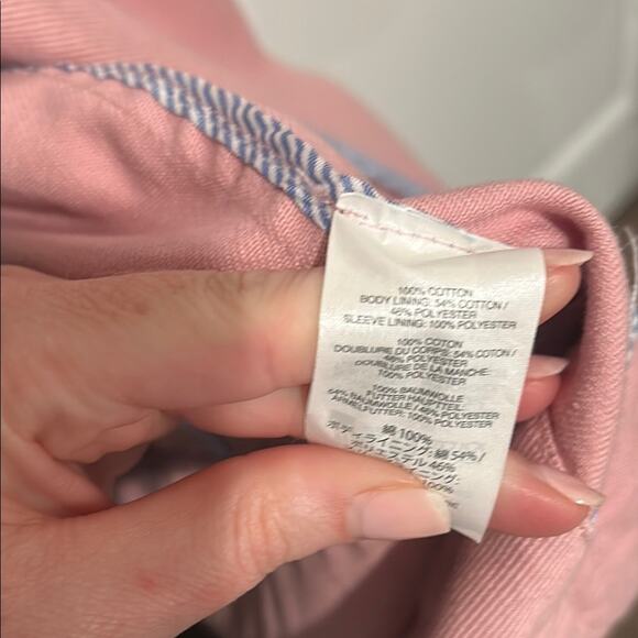 J. Crew Women’s 100% Cotton Pale Pink Peacoat Feminine White Buttons Size 8 - Picture 9 of 13